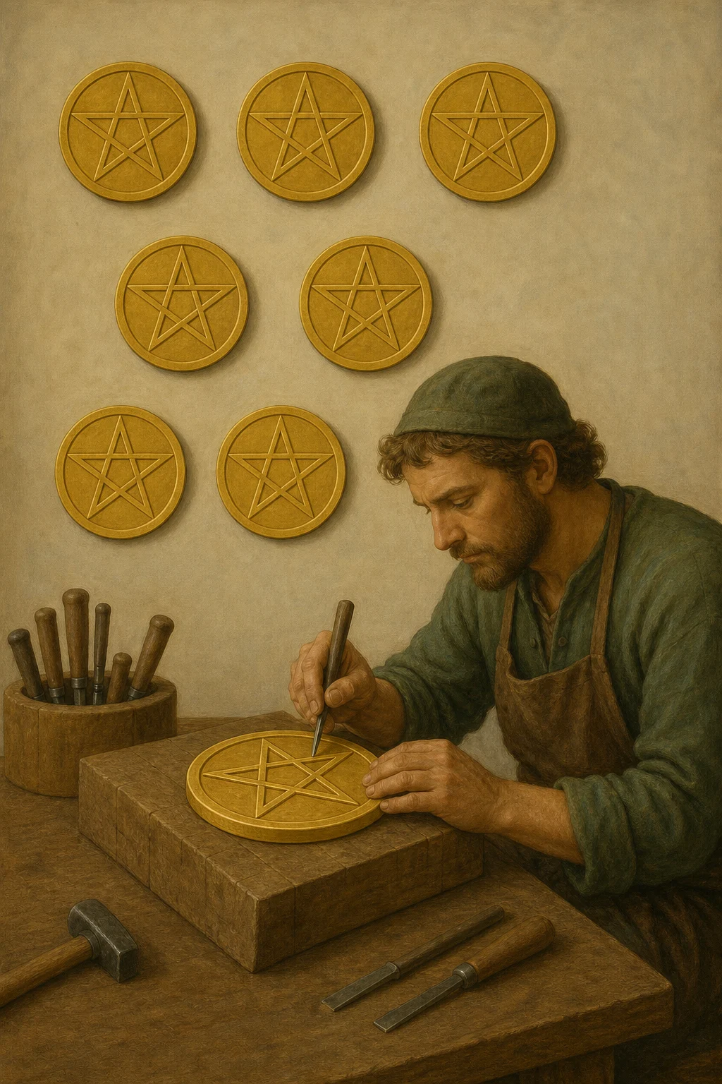 Eight of Pentacles tarot card