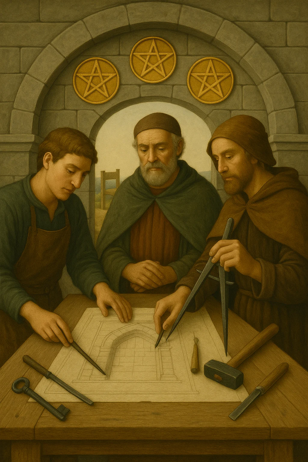 Three of Pentacles tarot card